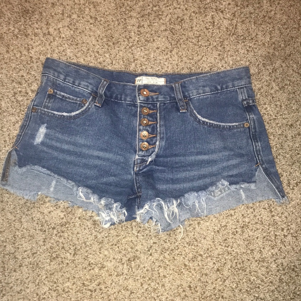 Free People 5 Button Front Denim Cut Off Shorts